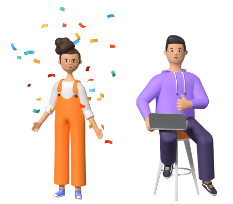 A man and a woman discovering successful product and software development
